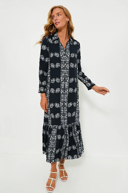 Imeless Style Seasonal Trend Navy Floral Miller Maxi Shirt Dress