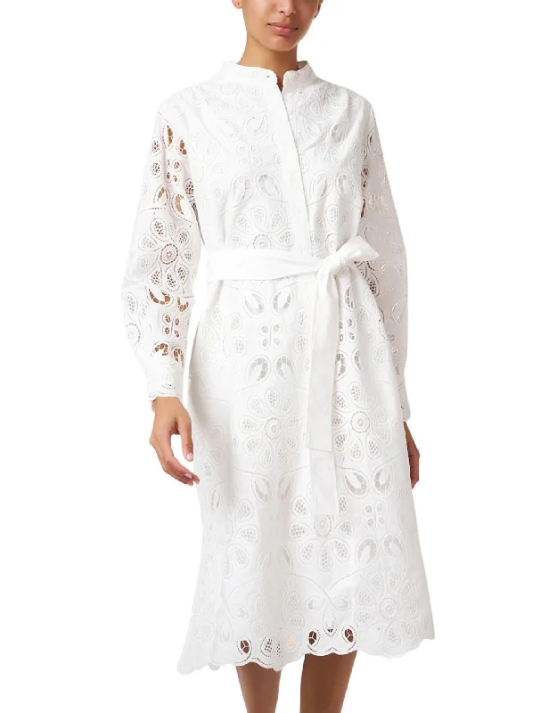 Catch Every Fashion Trend Luxury Style Hollis Eyelet Shirt Dress In Optic White