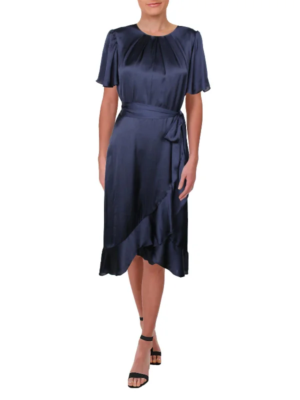 Chic And Trendy Effortless Style Womens Satin Midi Cocktail and Party Dress