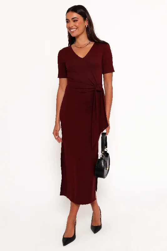 Seasonal Fashion Final Clearance Asha Midi Dress - Wine