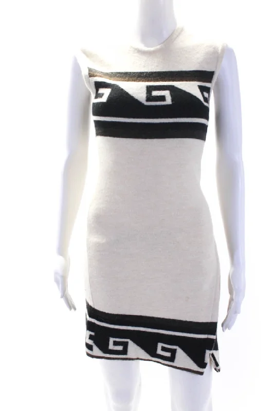 Casual Chic Charming Silhouette Isabel Marant Womens Sleeveless Sweater Dress White Black