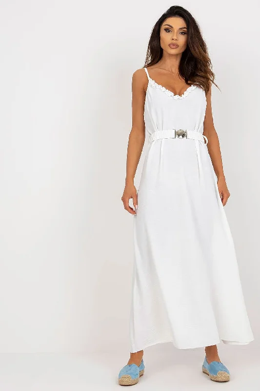 Luxury Fashion Graceful Movement Och Bella Ruffle Detail Belted Maxi Dress