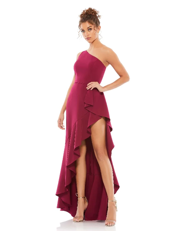 Flash Sales Casual Elegance One Shoulder High Slit Ruffle Gown