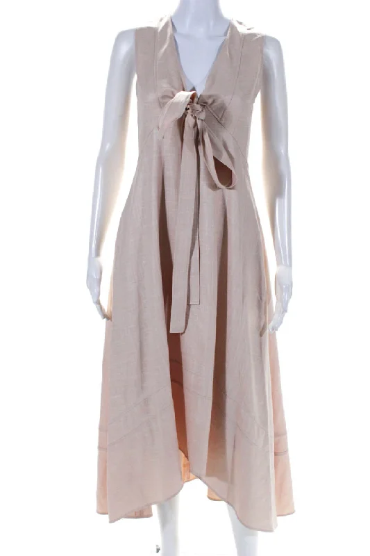 Flash Sale, Don'T Miss Lightweight Fabric Adeam Womens Sleeveless Neck Tie Dress Dusty Rose