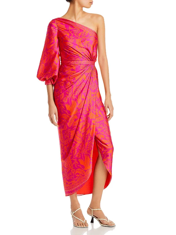 Shop The Hottest Deals Art Deco Geometric Pattern Look Womens Printed Satin Evening Dress