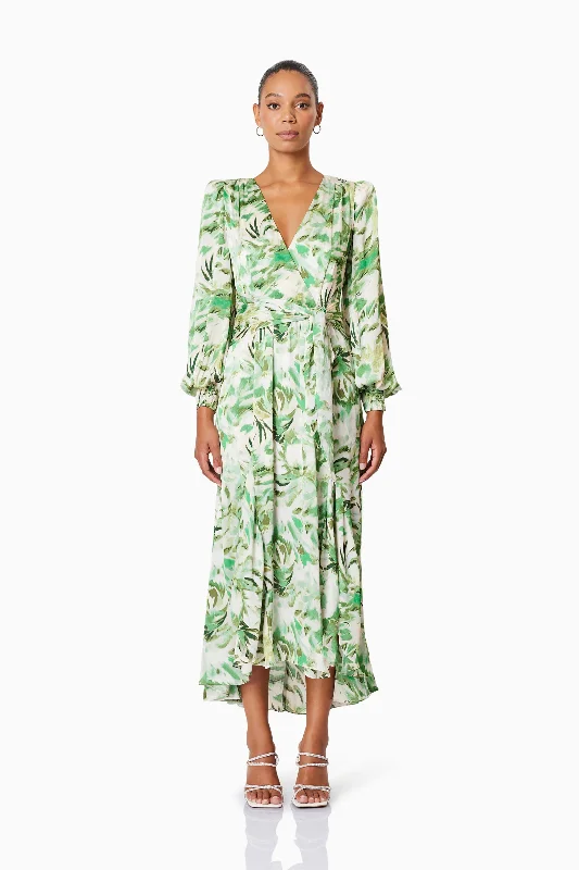 Elegant Style Grab Romantic Date - Night Styles Now Georgia Long Sleeve Maxi Dress In Green