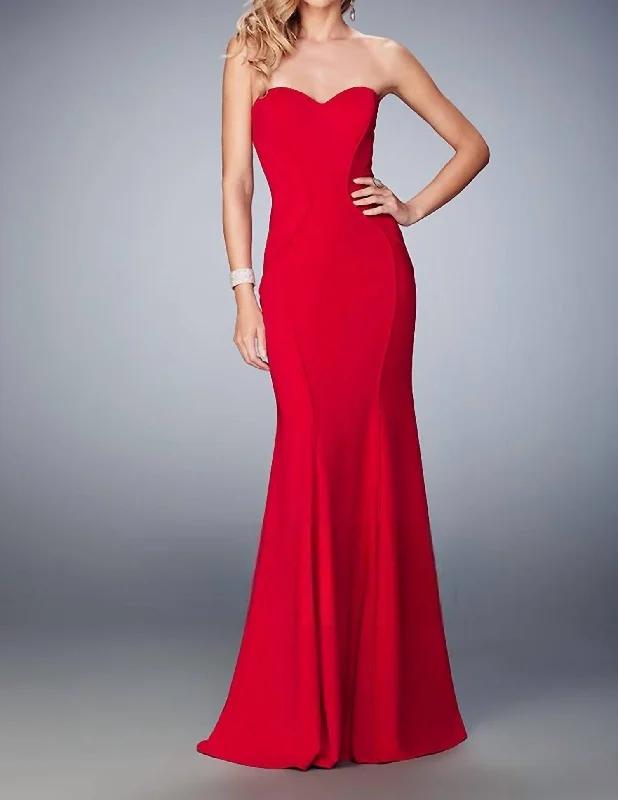 Valentine's Special Chic Urban Fashion Look Jersey Gown In Red