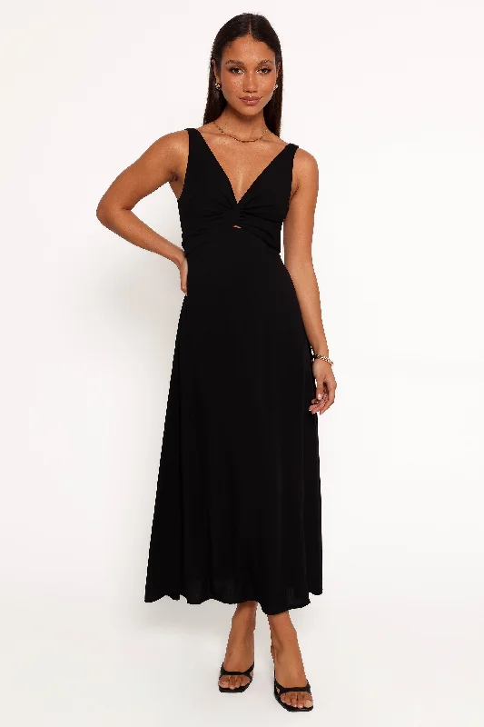 Fashion Forward, Function First Feminine Grace Archer Midi Dress - Black