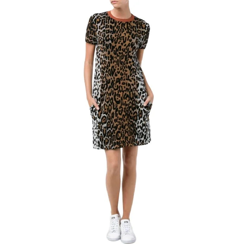 Sporty Fashion Offers Elegant Ensemble Cheetah Print T-Shirt Dress In Multi