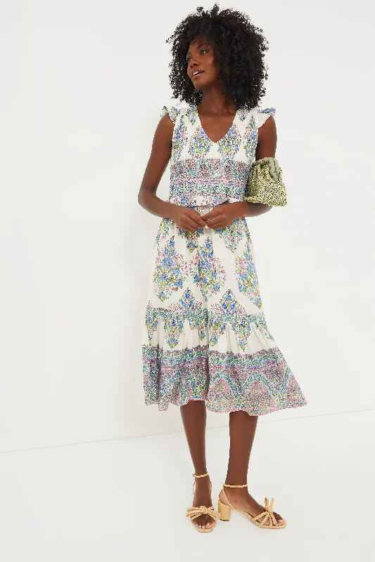 Boutique Styles Elegant Attire Floral Bouquet Carly Midi Dress