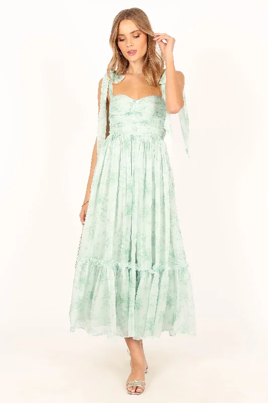 Discount Extravaganza Urban Sophistication Floret Midi Dress - Sage