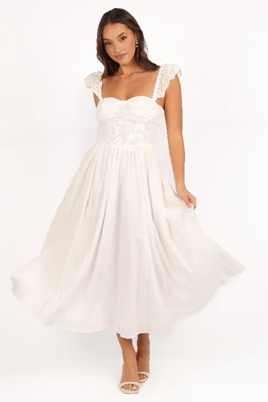 Huge Discounts This Week Romantic Flair Webster Midi Dress - Off White