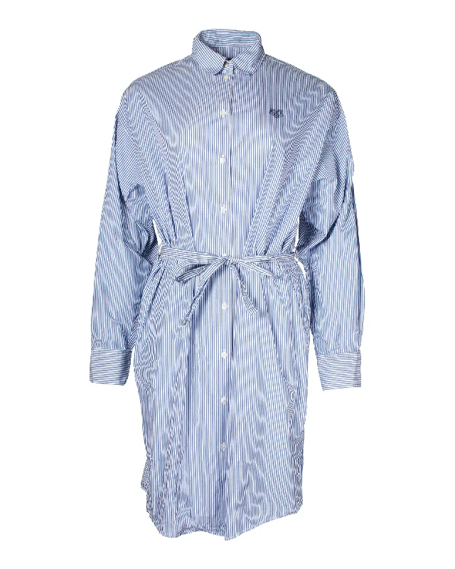 Fast Fashion Favorites Vibrant Prints Kenzo Striped Shirt Dress in Blue Cotton