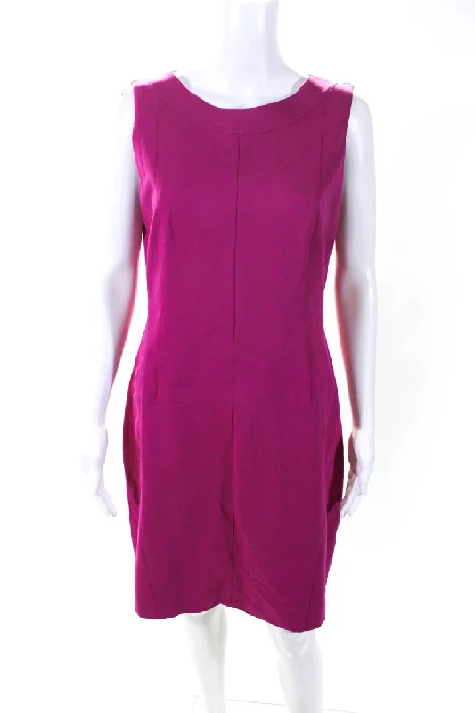 Modern Chic Discounts Limited - Edition Drops Akris Punto Womens Sleeveless Boat Neck Knee Length A Line Dress Magenta