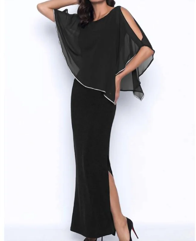 High-End Style Discounts Graceful Movement Cape Gown in Black