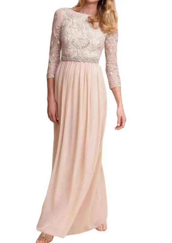 Break Fashion Norms Romantic Flair Giada Dress Gown In Champagne