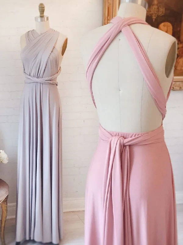 Winter Warehouse Sale Modern Glamour Elegant A-Line Pink Long Bridesmaid Dress Wedding Party Dress