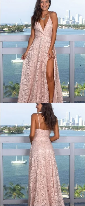 Sale Event, Prices Rock Elegant Details Lace Prom Dress with Sequin, Spaghetti Straps Prom Dress, Sleeveless Pink Prom Dresses  cg10046