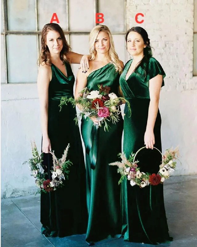 Valentine's Special Casual Chic New Style Green/English Rose Velvet Bridesmaid Dress Maid of honor Gown , vestido de fiesta de boda 2021 PL1031