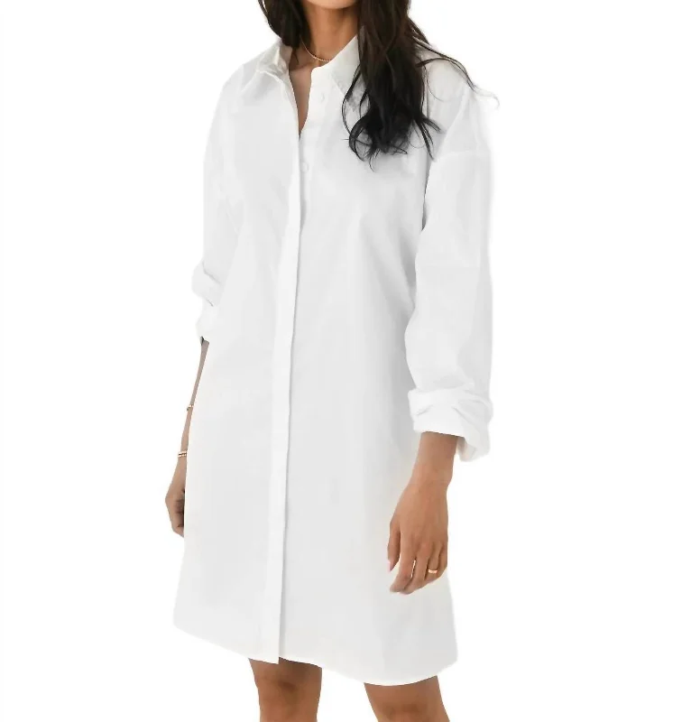 Limited Time Special Offer Grab Romantic Date - Night Styles Now Cotton Oversized Shirt Dress In White