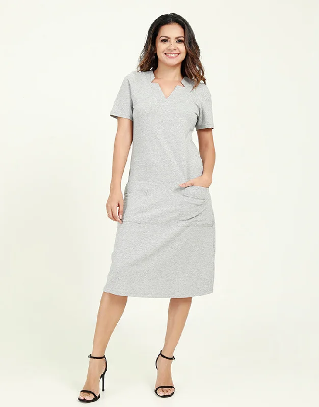 Sophisticated Fashion Everyday Glamour T-Shirt Dress with Star Neck Line