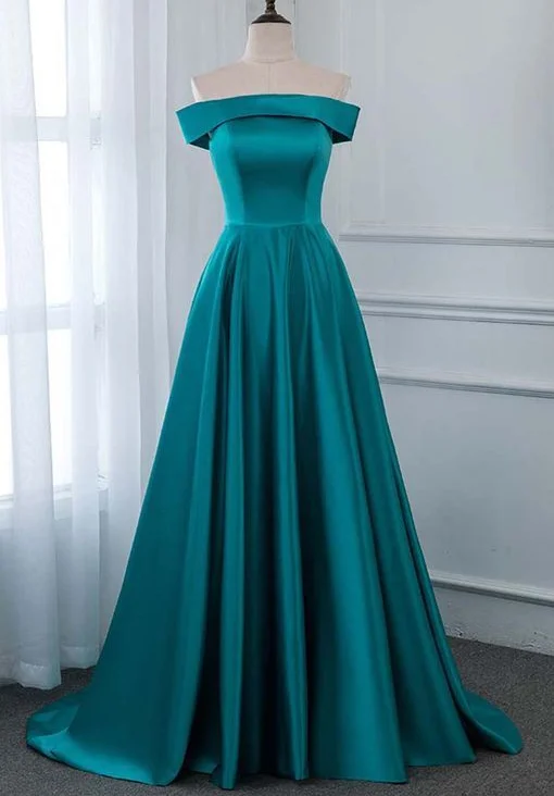 Urban Fashion Charming Silhouette Turquoise Satin Strapless Long Bridesmaid Dress, Prom Dress  cg7554