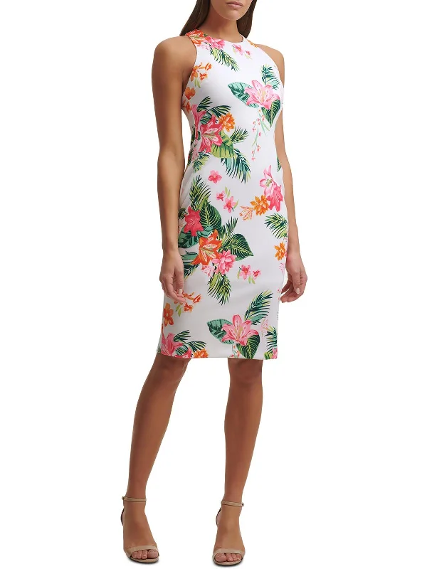 Special Offer For You Contemporary Elegance Womens Floral Print Knee Bodycon Dress