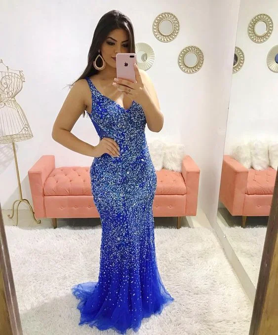 Huge Discounts This Week Vibrant Prints Charming Blue Beading Prom Dress,Sexy Sleeveless Evening Dress,Sexy Backless Beading Prom Dress   cg13730