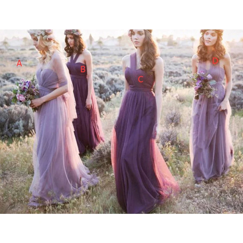 Dive Into Trendy Styles Minimalist Office - Ready Style long tulle purple bridesmaid dresses country style maid of honor wedding party gowns for girls