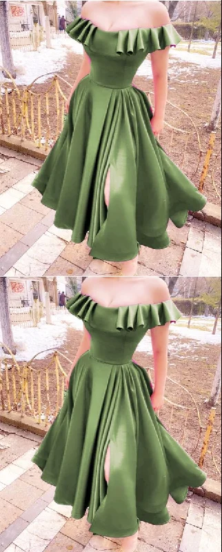 Stylish Looks Effortless Style Tea length bridesmaid dresses sage green prom dress For Women    cg22703