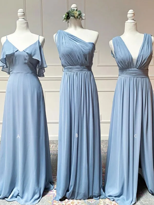 Casual Yet Chic Sales Contemporary Chic Simple blue chiffon long prom dress blue chiffon bridesmaid dress  cg8773