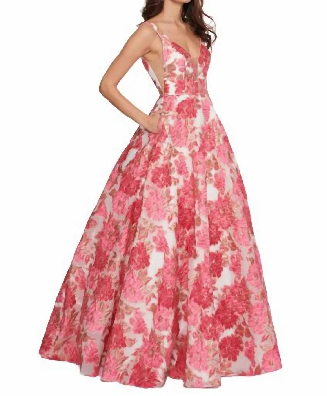 Contemporary Casual Deals Contemporary Chic Jaquard Ballgown In Pink/coral