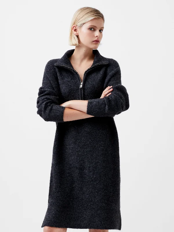 Winter Warehouse Sale Feminine Charm Maddox Half Zip Long Sleeve Knit Dress