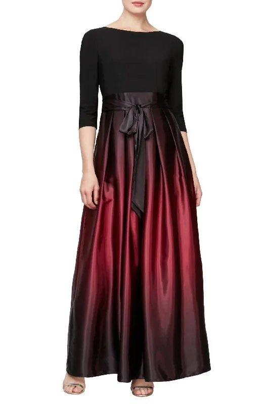 Feminine Luxe Style Sale Luxury Style 3/4 Sleeve Ombré Gown In Fig