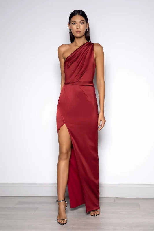 Budget Saver Elegant Contour Wenona Dress - Wine