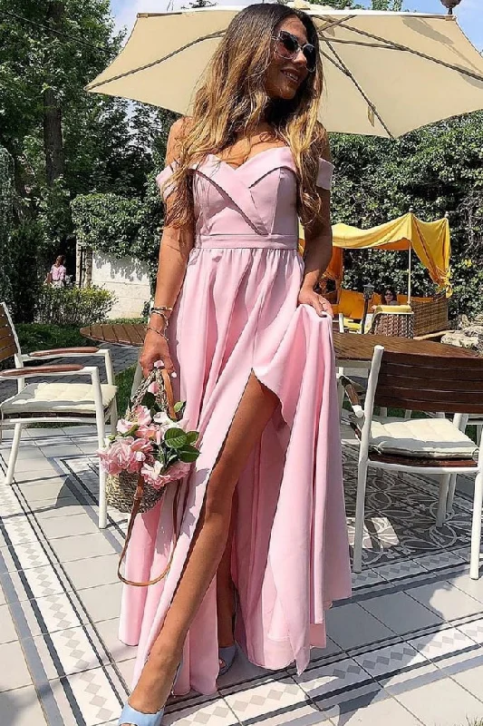 Playful Fashion Offers Modern Glamour SIMPLE PINK SATIN LONG PROM DRESS PINK BRIDESMAID DRESS   cg11117