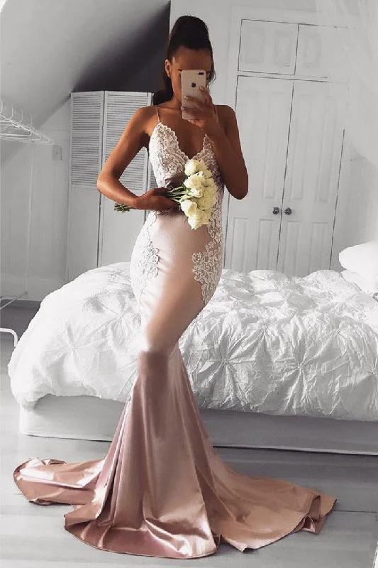 Huge Discounts This Week Timeless Elegant Sexy Straps Pink Mermaid Long Bridesmaid Dress