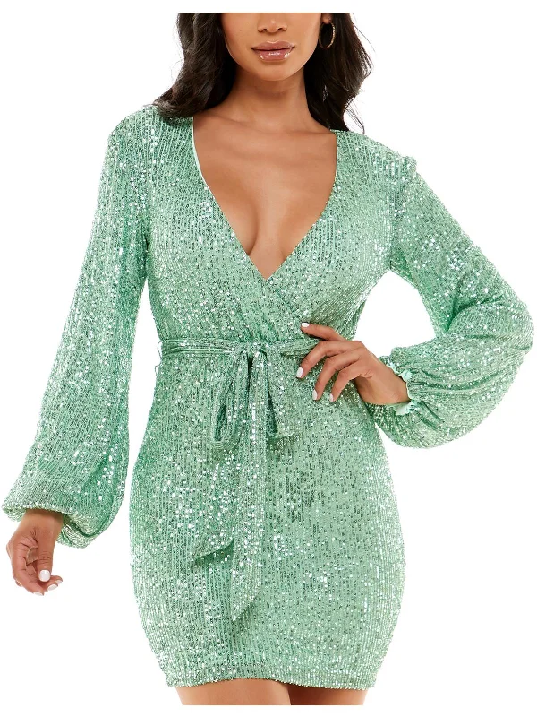 Stupidly Low Prices Elevated Style Womens Sequined Mini Bodycon Dress