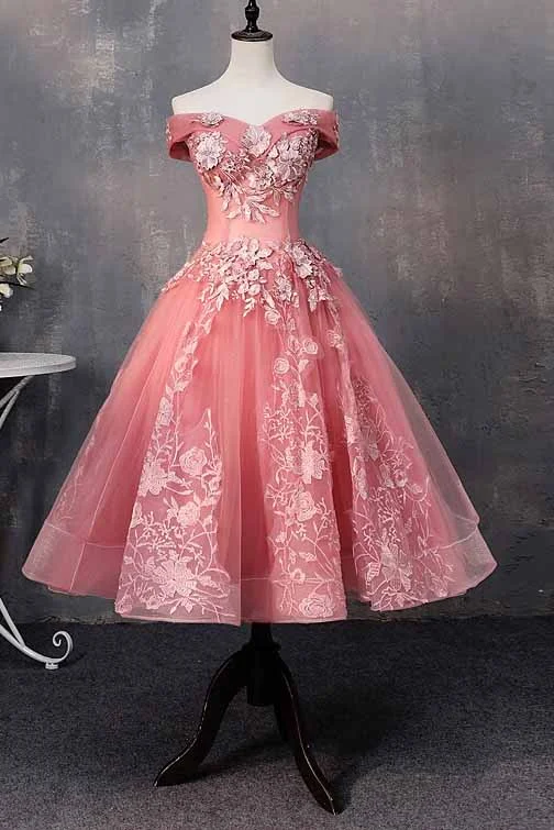 Limited Time Offer Artful Design Roycebridal A-line Off-Shoulder Short Prom Dresses Appliques Sweet 16 Gown