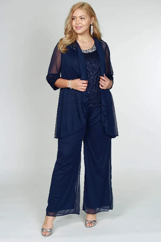 Find Your Unique Flair Nordic Minimalist Home Look R&M Richards 5008P Petite Lace Pant Suit