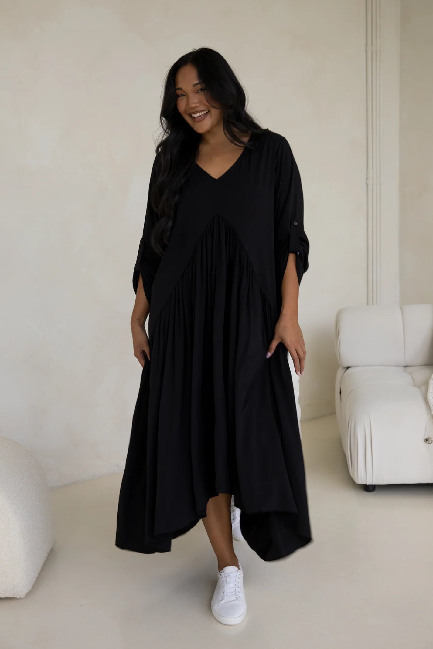 Casual Yet Chic Sales Effortless Comfort Peak Maxi Long Sleeve