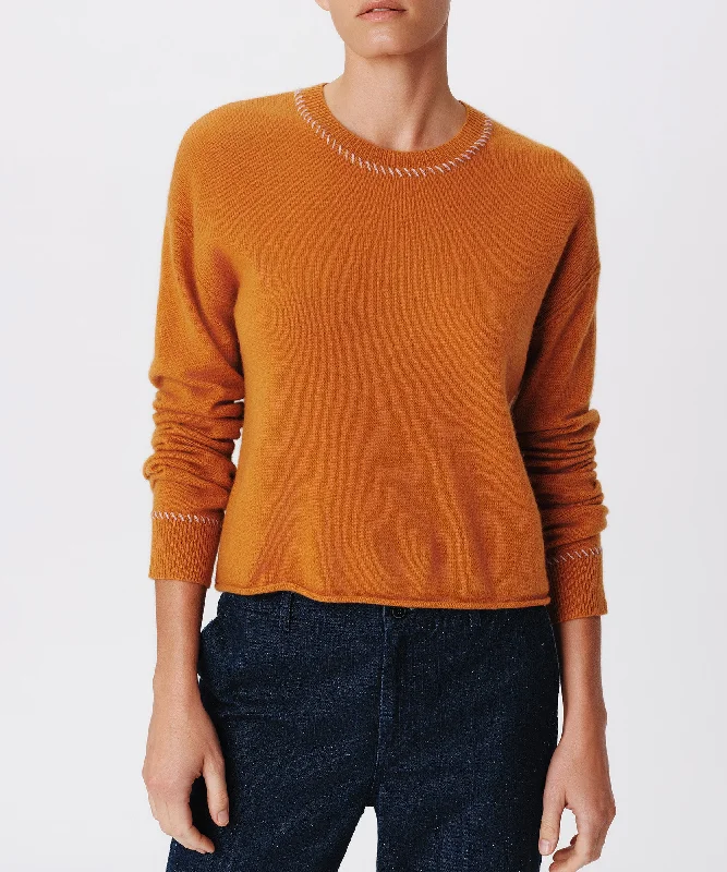 Comfort Meets Fashion Rustic Countryside Charm Look Cashmere Long Sleeve Pullover - Cornelian Stone