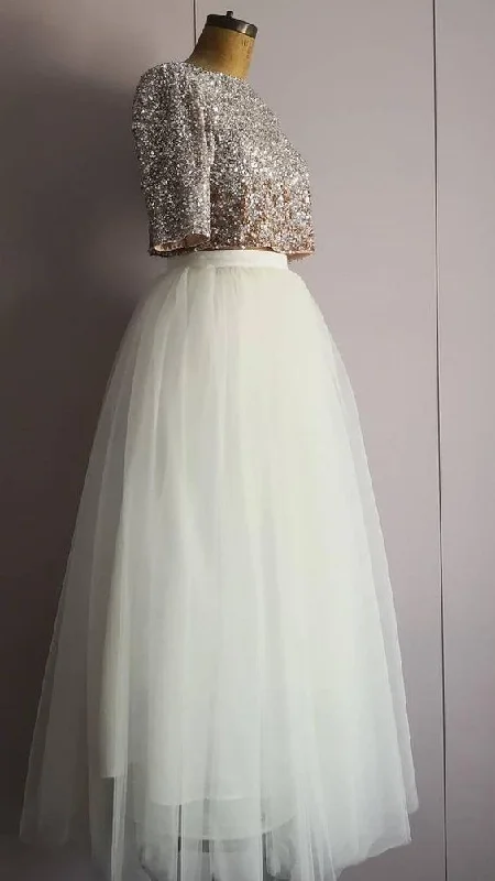 Step Ahead, Lead The Trend Graceful Movement Full Length Ivory Tulle Bridal Skirt, Long Tulle prom dress    cg6846