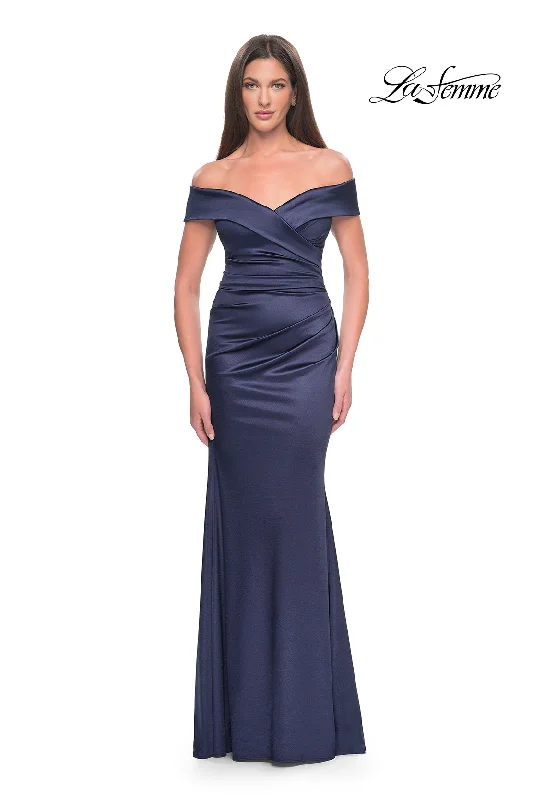 Huge Price Cut Tropical Island - Inspired Attire La Femme 31621 Straight Satin Gown