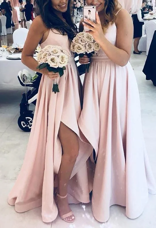 Chic Trend Collection Hollywood Glam Award - Show Style Women Sweetheart Bridesmaid Dress Long Spaghetti Straps Prom Gowns Simple Wedding Party Dress YBD007