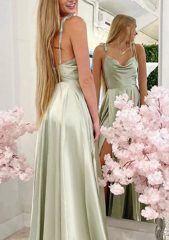 Timeless Elegance Redefined Grab Romantic Date - Night Styles Now Women Side Slit Bridesmaid Dress Long Simple Prom Gowns Spaghetti Straps Wedding Party Dress YBD001