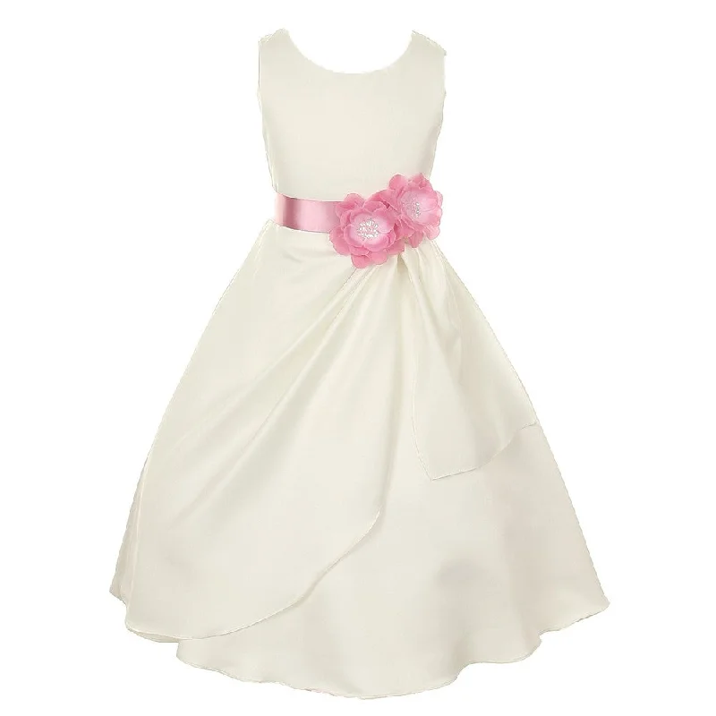 Chic Trends Unveiled Nordic Minimalist Home Look Little Girls Ivory Rose Bridal Dull Satin Sequin Flowers Occasion Dress 2-6