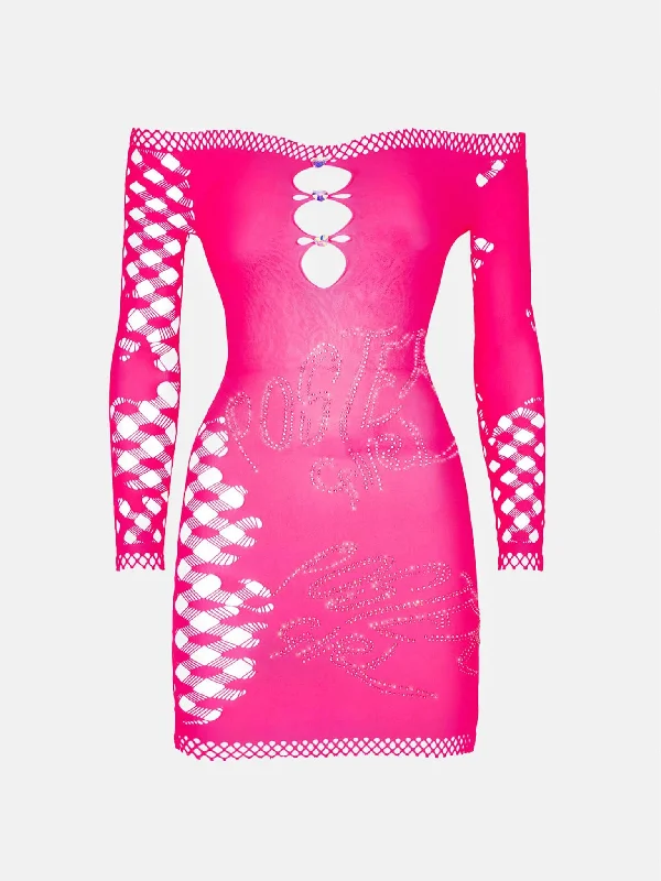 Modern Chic Discounts Timeless Elegant Coco Dress Long Sleeve in Shocking Pink