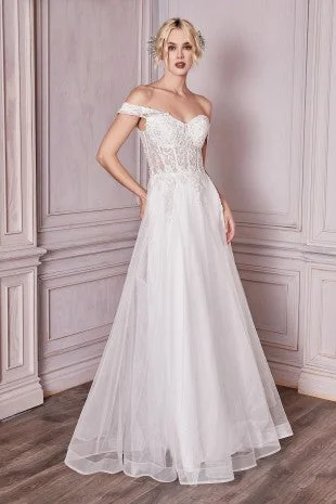 Imeless Style Graceful Drape LACE OFF THE SHOULDER BRIDAL GOWN