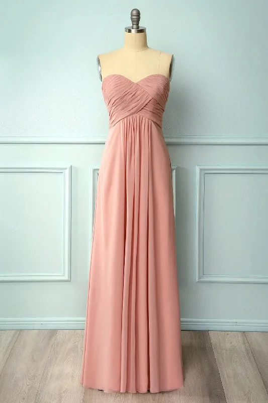 Unbeatable Deals Final Clearance Elegant Sweetheart Pleated Blush Bridesmaid Dress